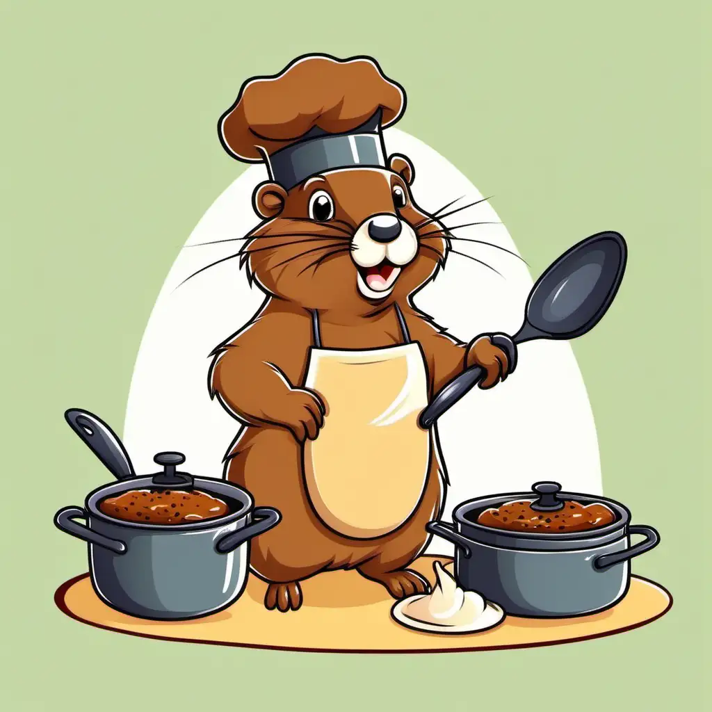 Groundhog cartoon cute cooking 