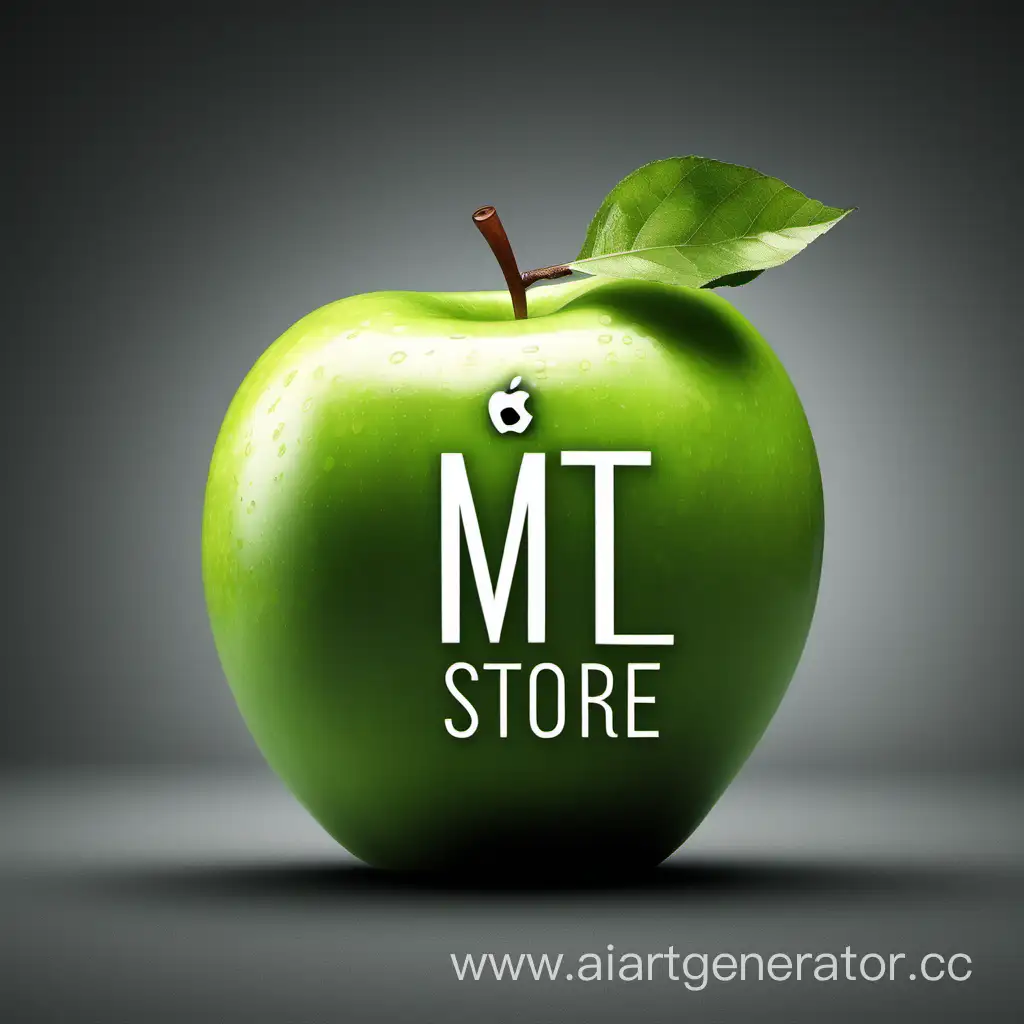 Яблоко с надписью mlt store 