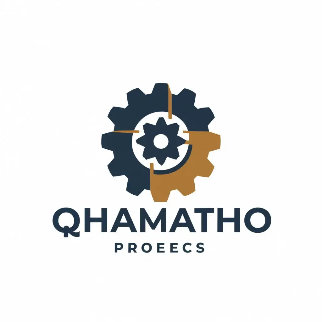 a logo design,with the text "Qhamatlho projects", main symbol:Gears,Moderate,be used in Construction industry,clear background
