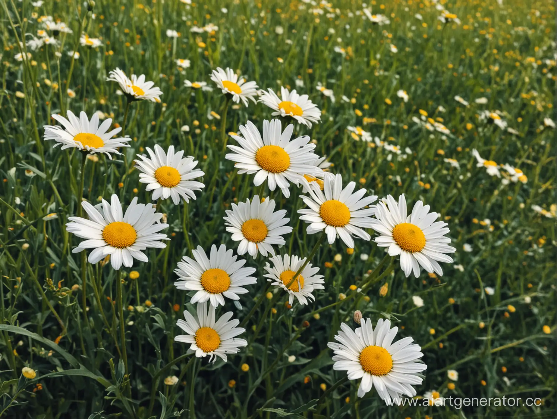Vibrant-Daisy-Meadow-Blooming-Flowers-in-Sunlit-Field