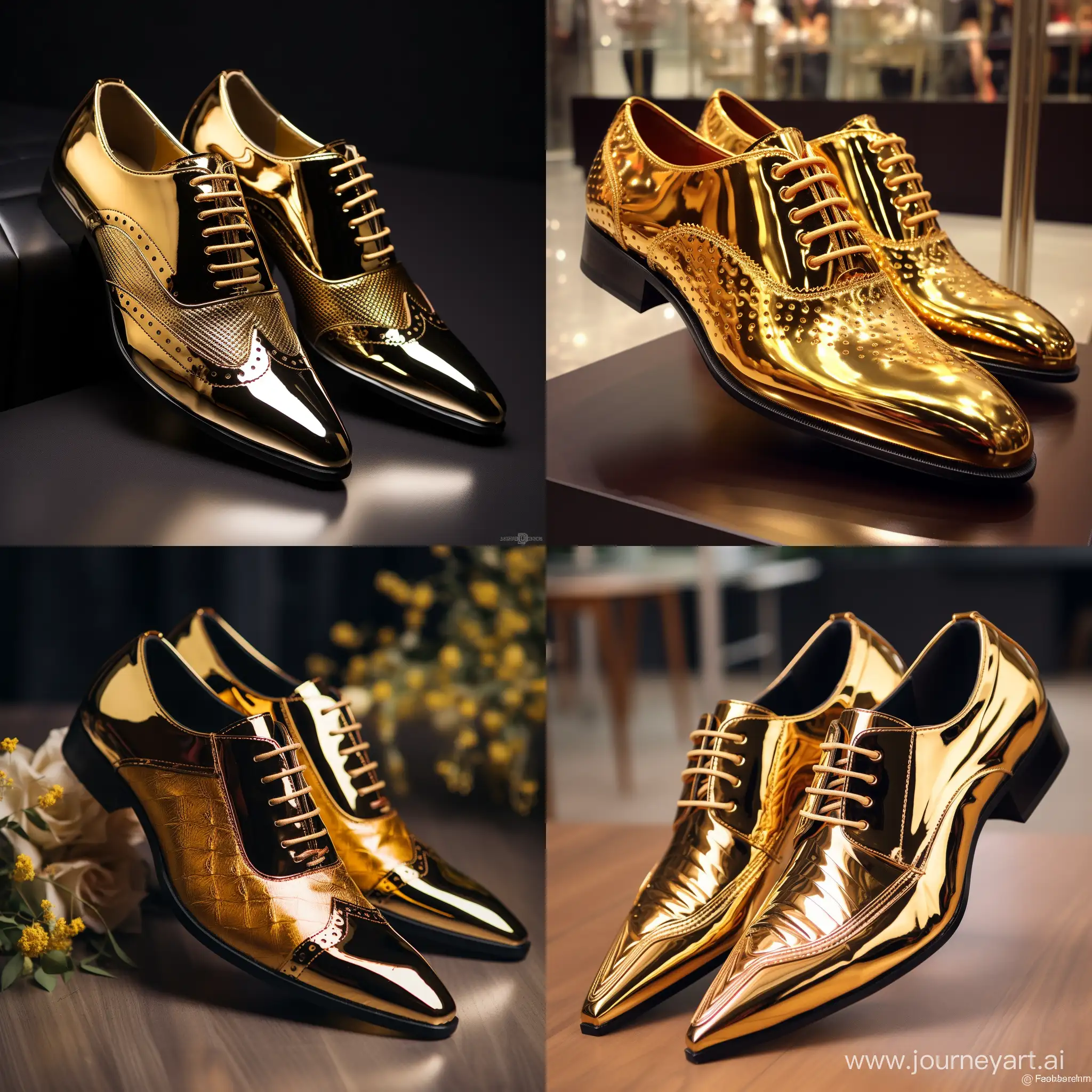 gold Trendy Men Shoes Design