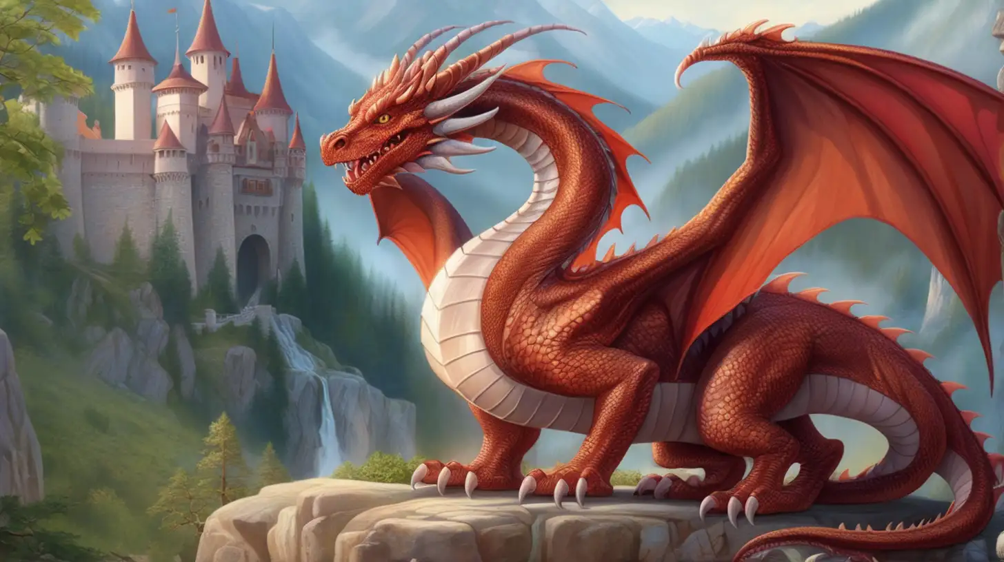 Majestic Western Dragon Illustration in Enchanting Landscape