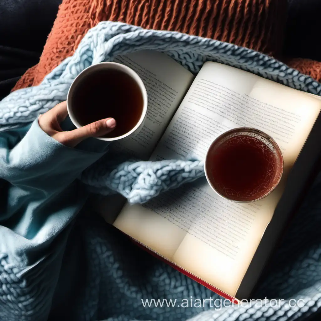 Cozy-Evening-Date-with-a-Favorite-Book-Blanket-and-Tea