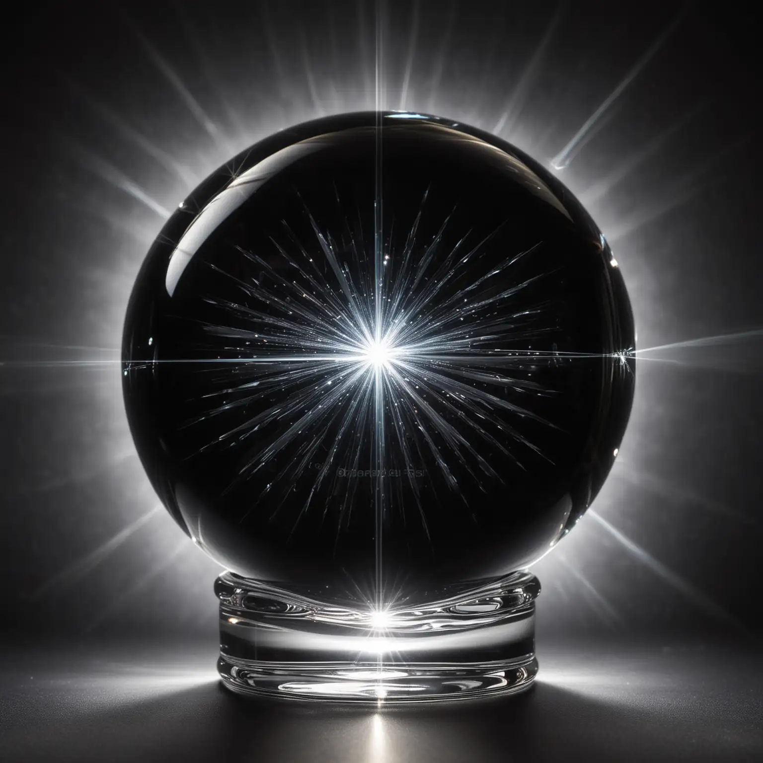 Glowing Black Crystal Ball with Brilliant Diamond Sparkles
