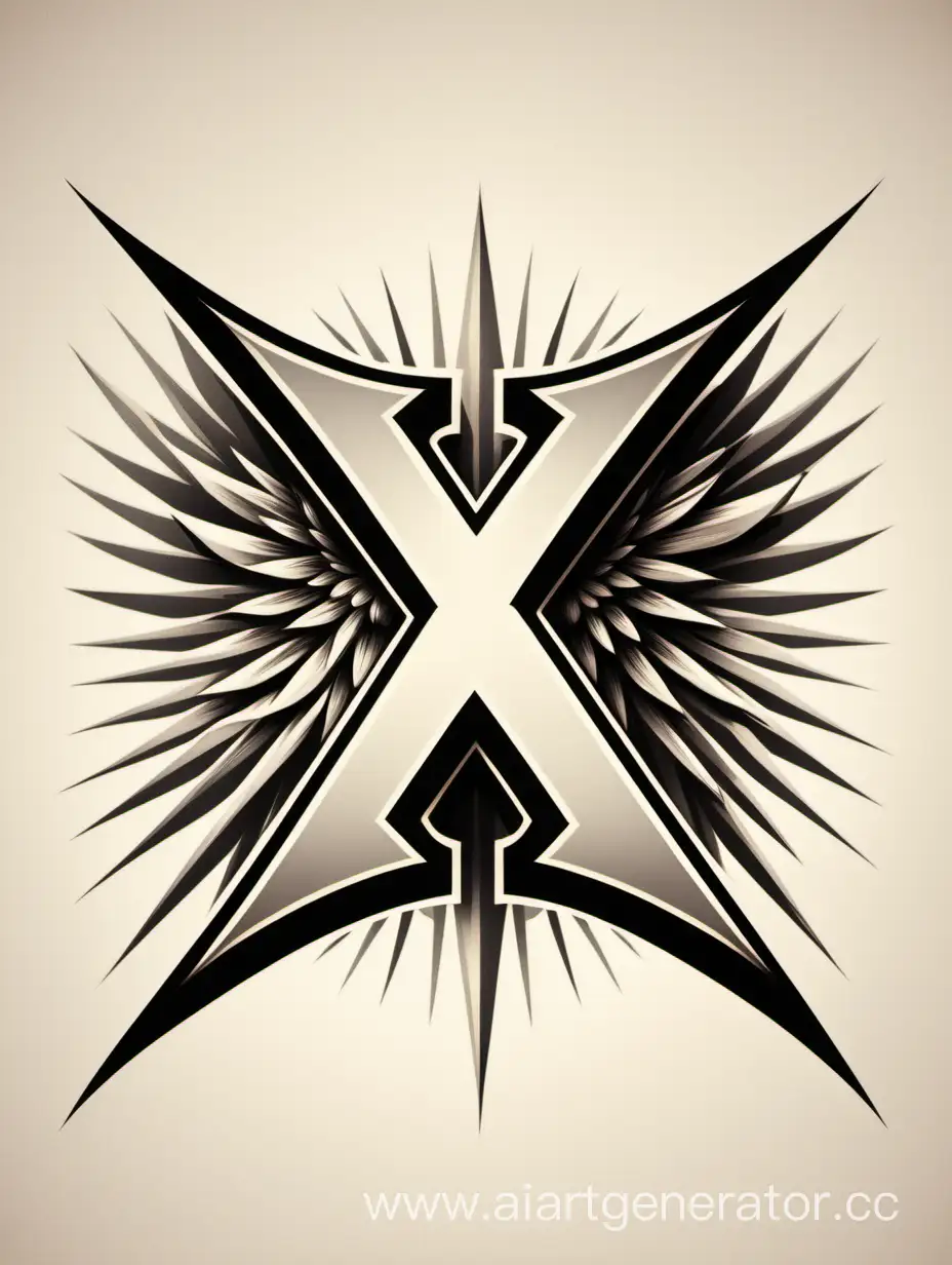Logo "X" with motto. Freedom of speech, freedom, no censorship, heavenly background, crest style, common.