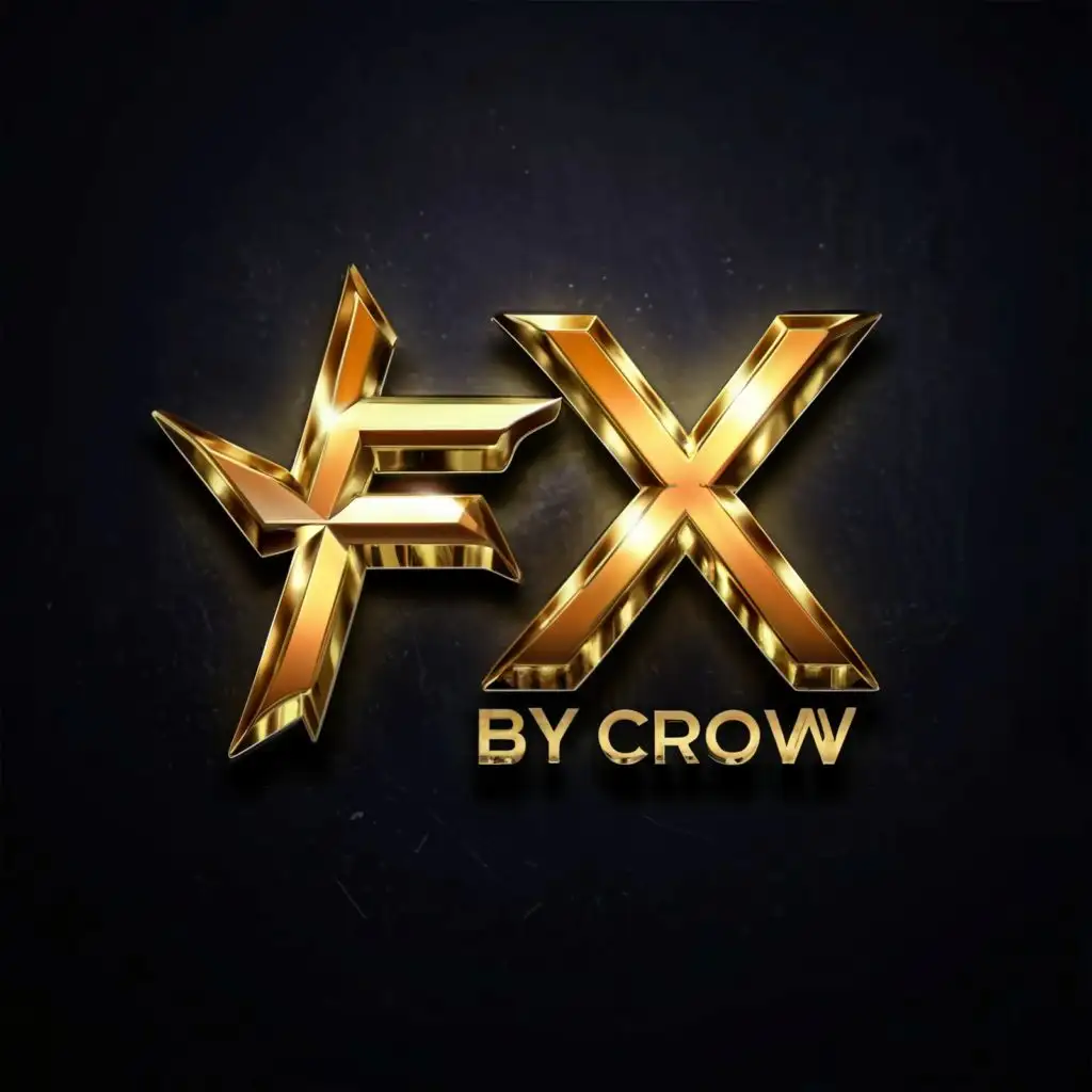LOGO-Design-For-Fx-by-Crow-Golden-3D-Futuristic-Elegance-with-Striking-Typography