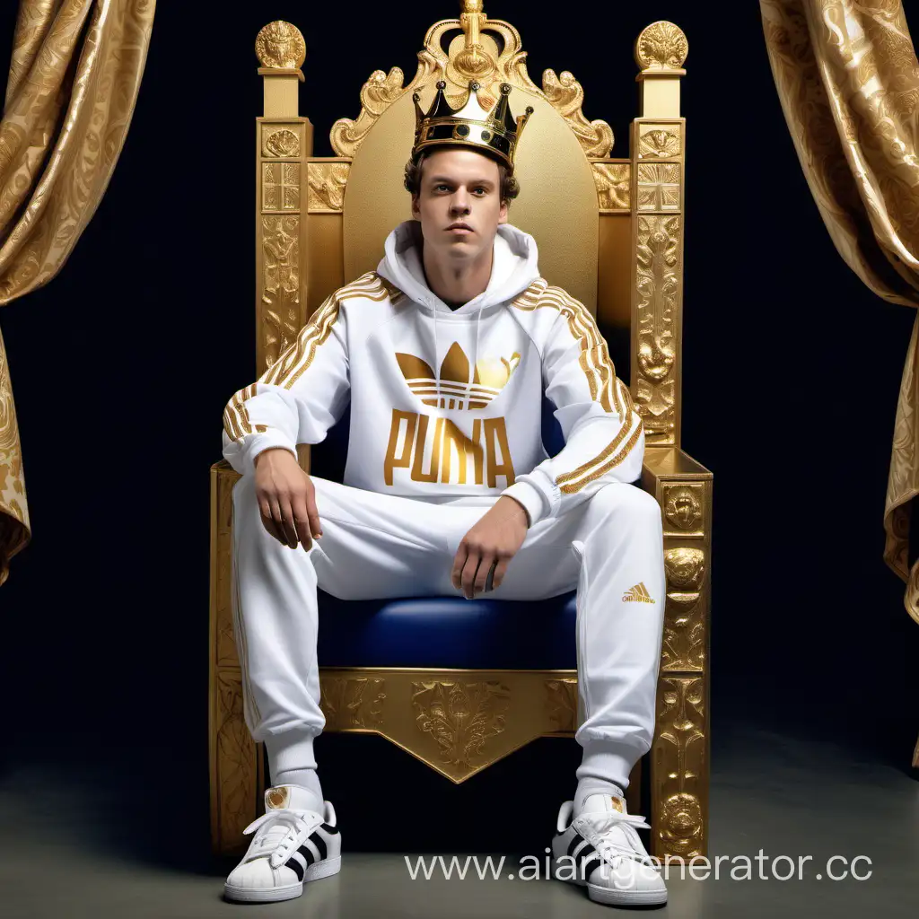 Majestic-King-Relaxing-on-Throne-in-Puma-and-Adidas-Sportswear