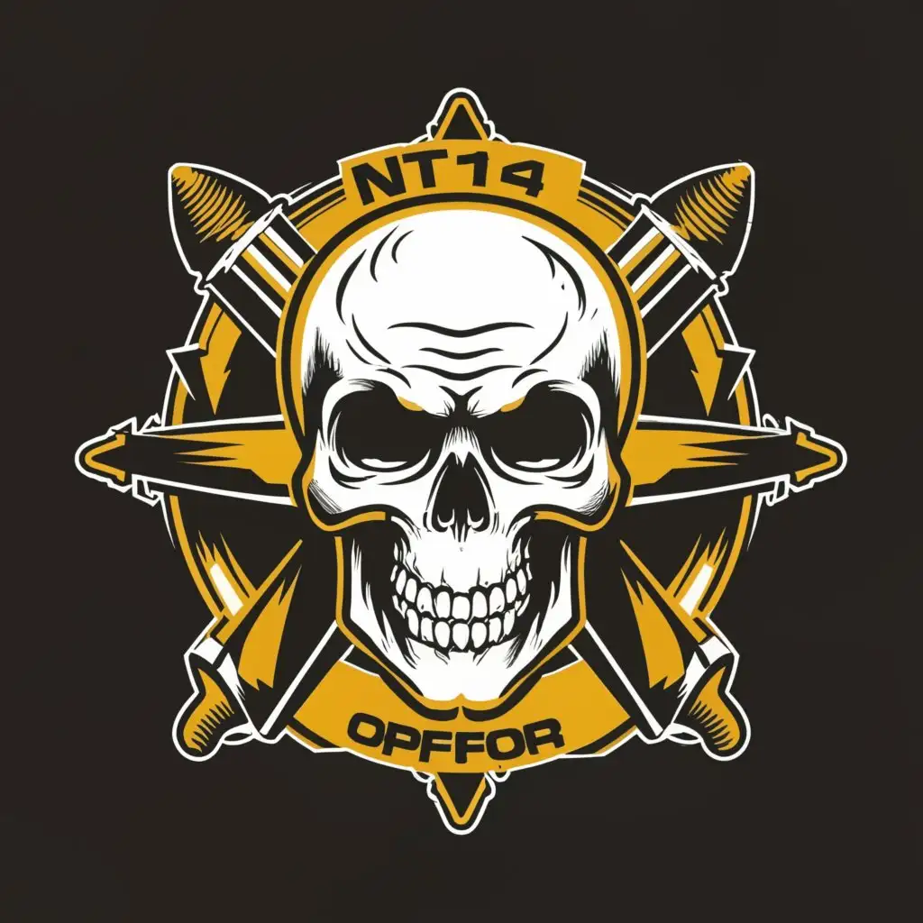 a logo design,with the text "NT14 OPFOR", main symbol:Skull,complex,clear background