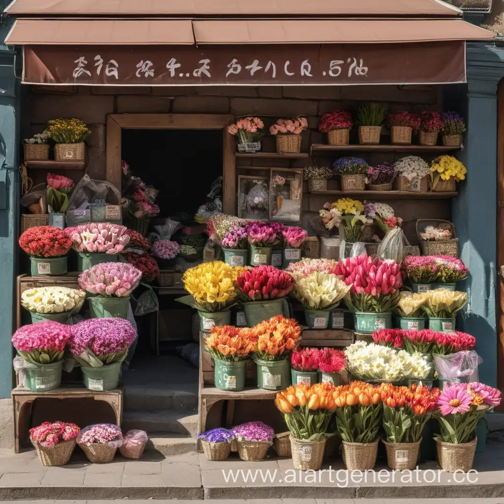Лавка продавца цветов без людей