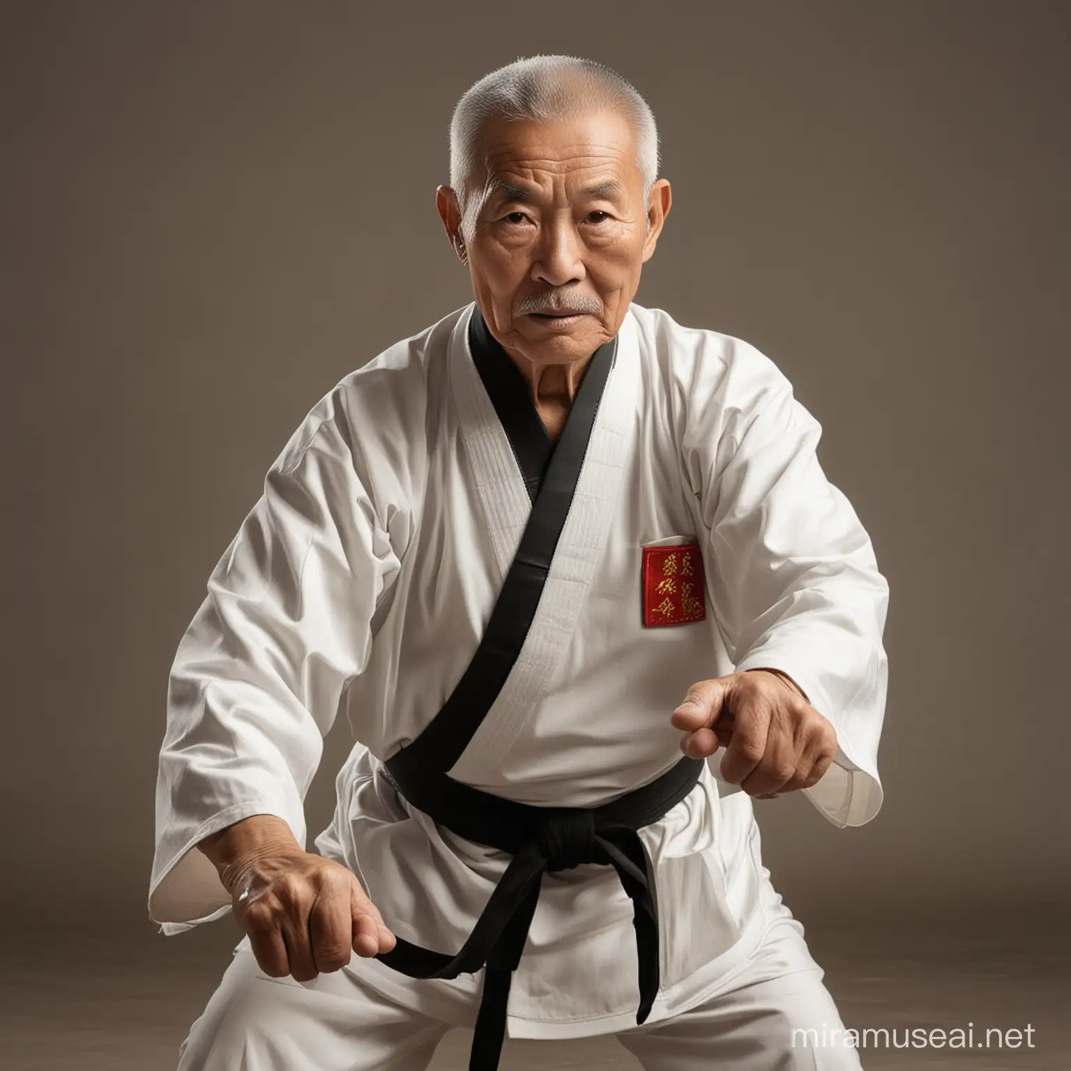 Elderly Chinese Martial Arts Master in Traditional Attire