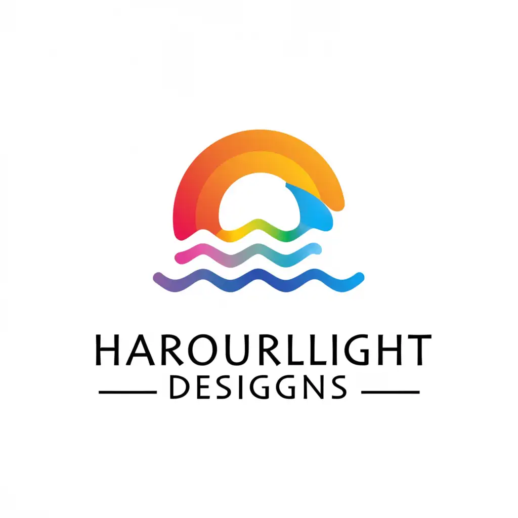 a logo design,with the text "HARBOURLIGHT DESIGNS", main symbol:RAINBOW, SUN, AND WATER,Moderate,be used in Retail industry,clear background