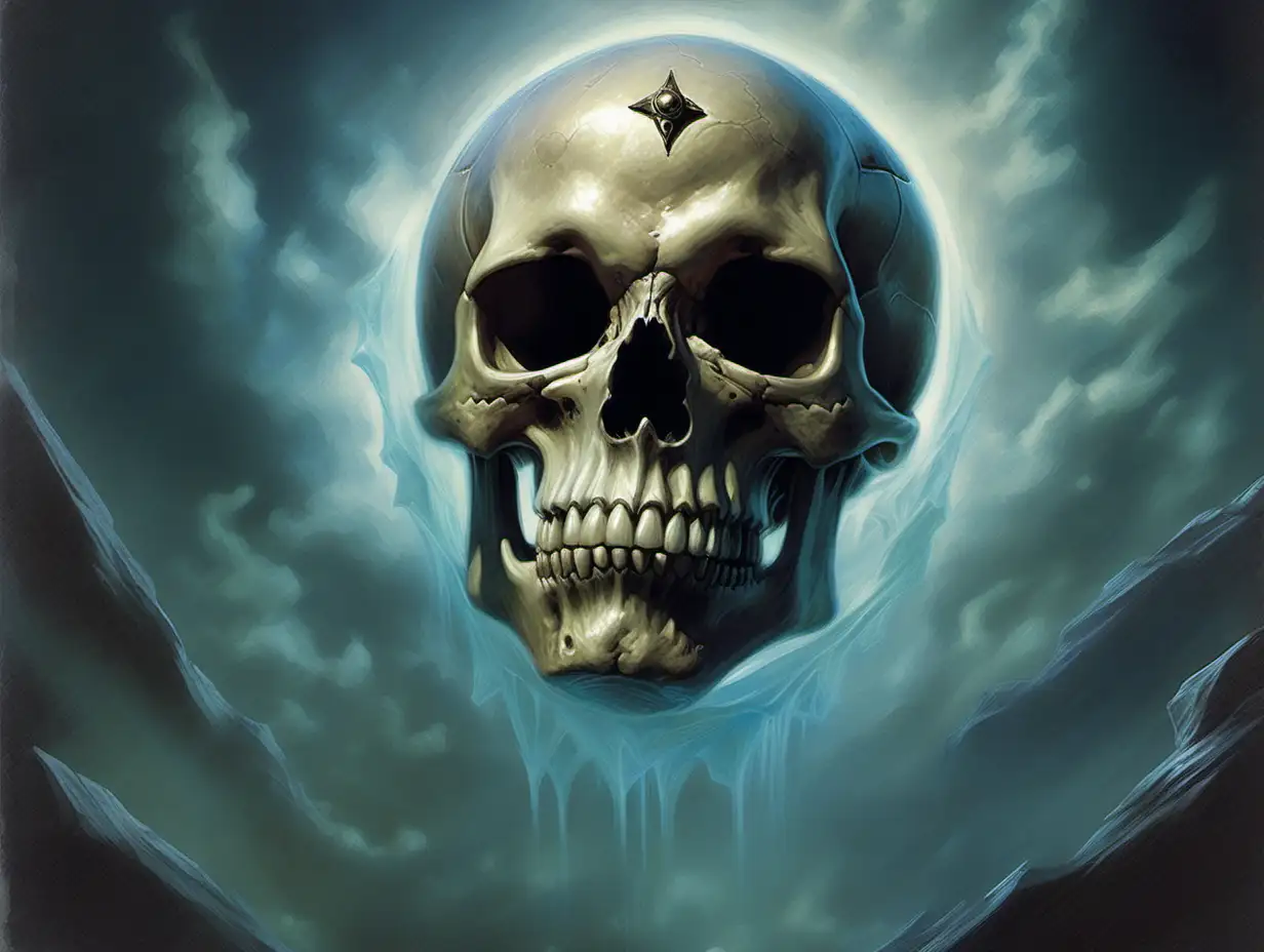 Mystical Floating Skull in Enchanting Medieval Fantasy Portrait