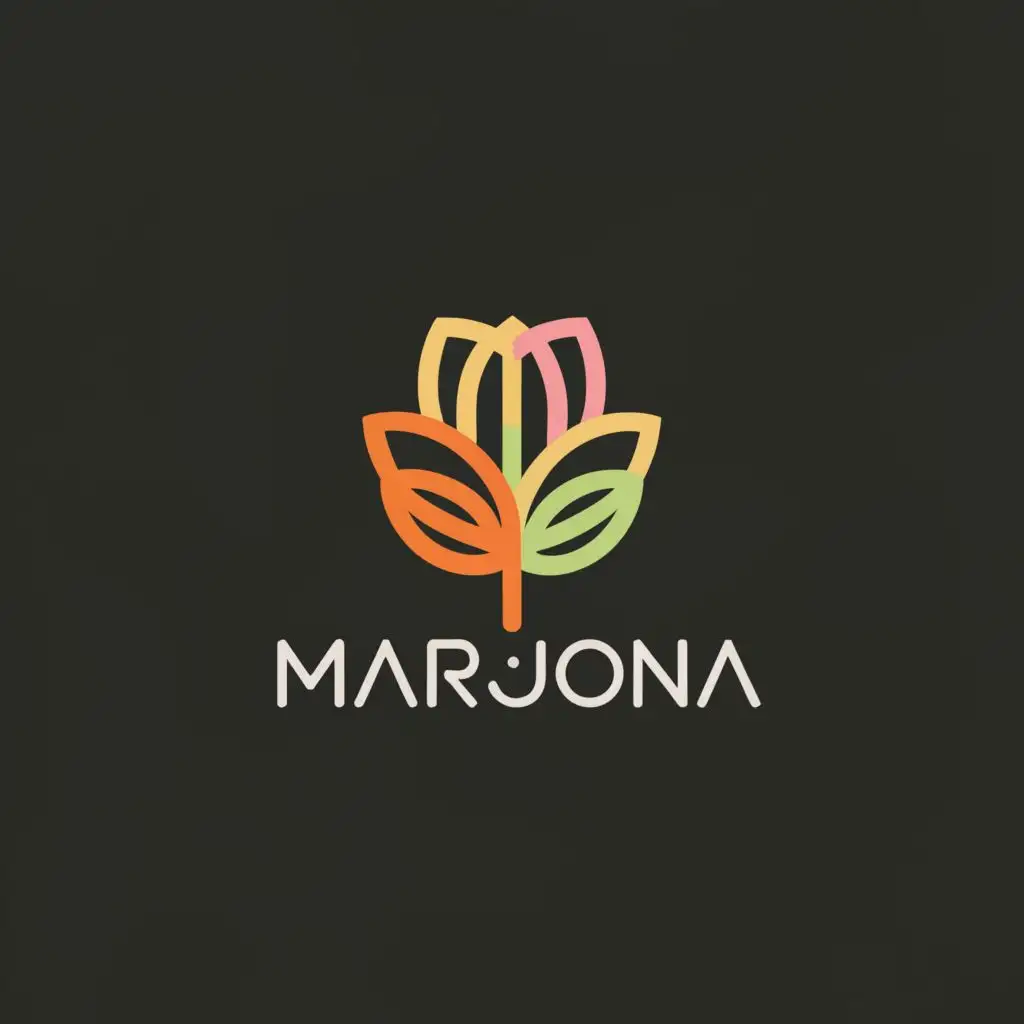 a logo design,with the text "Marjona", main symbol:Tulips,Minimalistic,be used in Restaurant industry,clear background