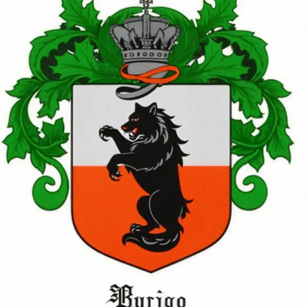 Black and White Simplified Family Coat of Arms with Burigo Archives Inscription