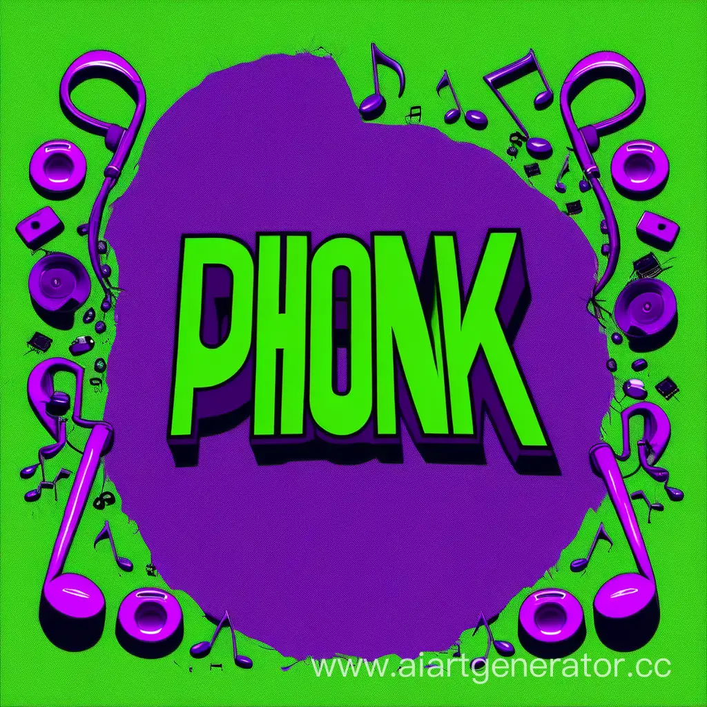 текст phonk музыкальная обложка зелёные и фиолетовые цвета
