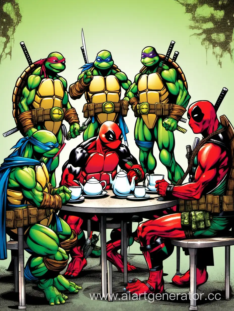 Quirky-Tea-Party-with-Ninja-Turtles-and-Deadpool