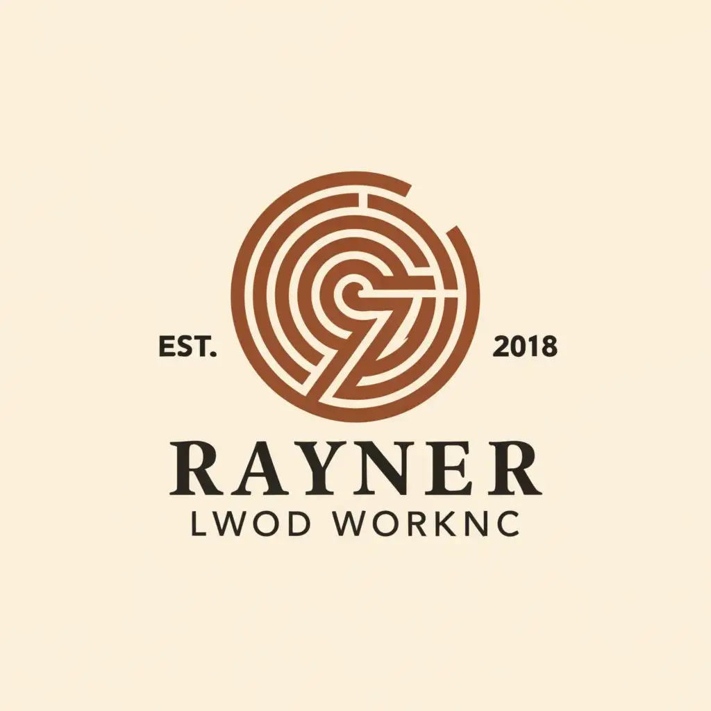 a logo design,with the text "Rayner wood working", main symbol:Wood grain,Minimalistic,clear background
