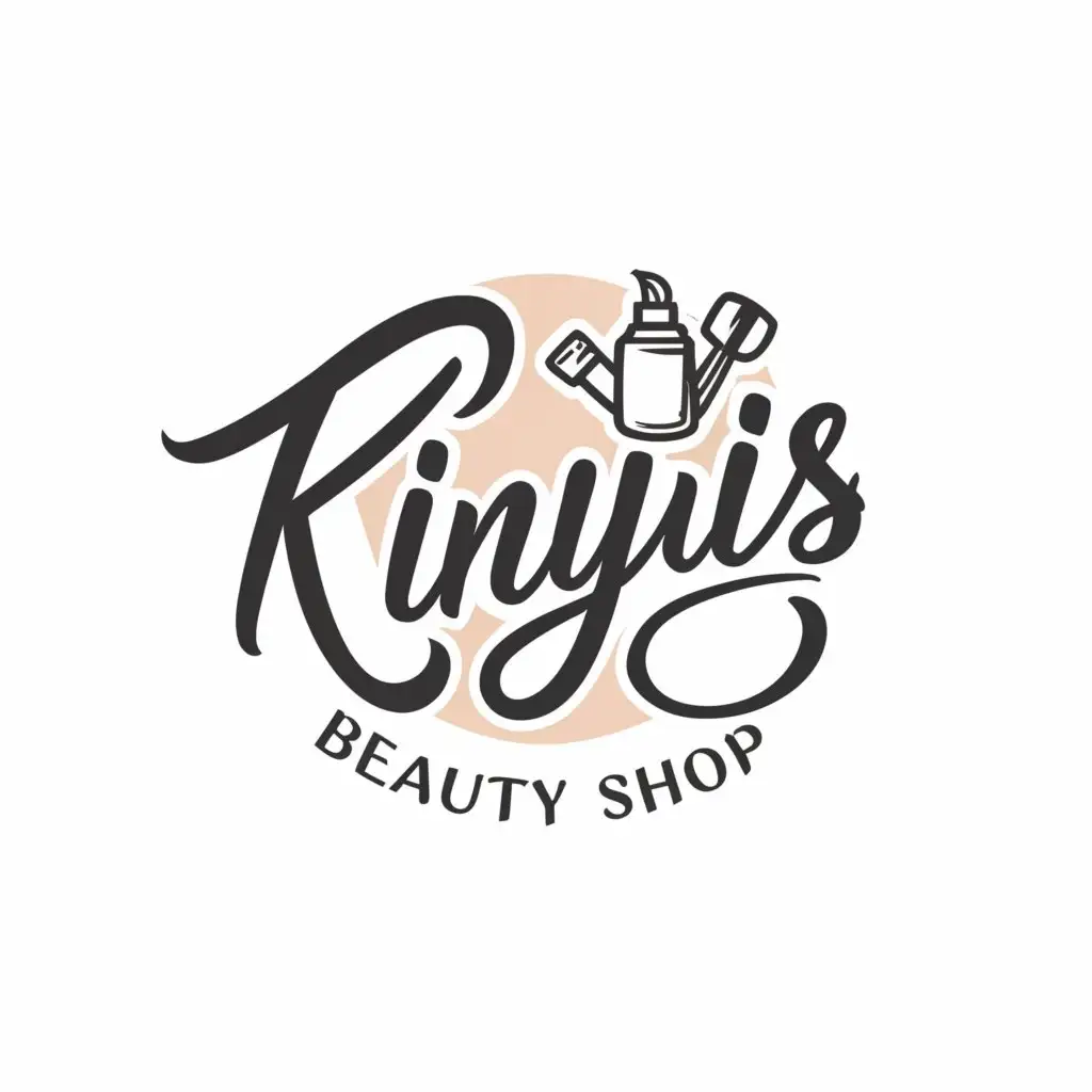LOGO-Design-For-Kinyis-Beauty-Shop-Elegant-Text-with-Skincare-Product-Emblem-on-Clear-Background