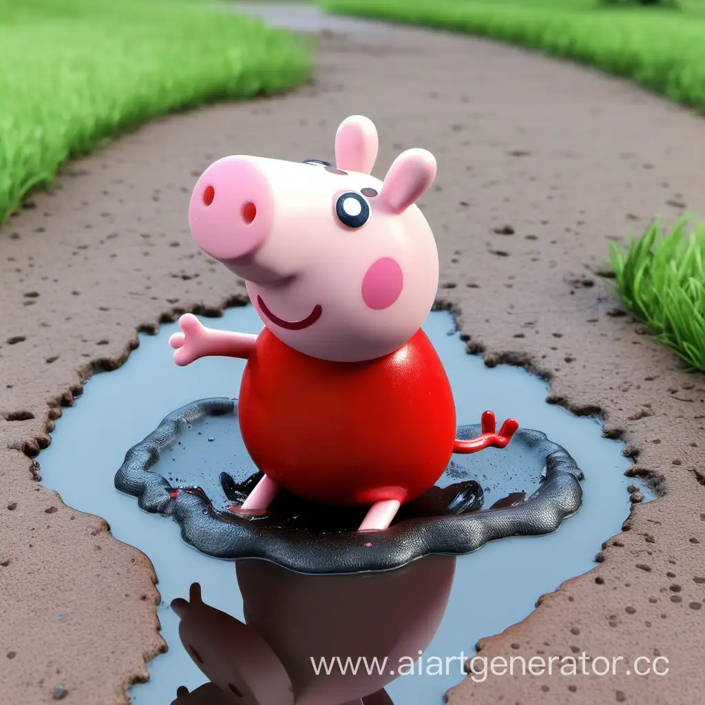 Adorable-Peppa-Pig-Enjoying-a-Refreshing-Puddle-Bath