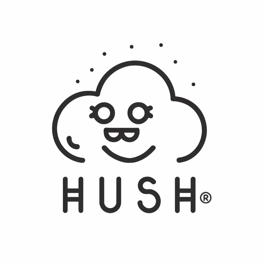 a logo design,with the text "Hush", main symbol:cloud with sleepy eyes,Moderate,be used in Beauty Spa industry,clear background