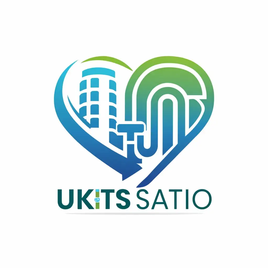 a logo design,with the text "ukts", main symbol:The heart in the form of a boiler station is blue and green,Moderate,be used in Technology industry,clear background