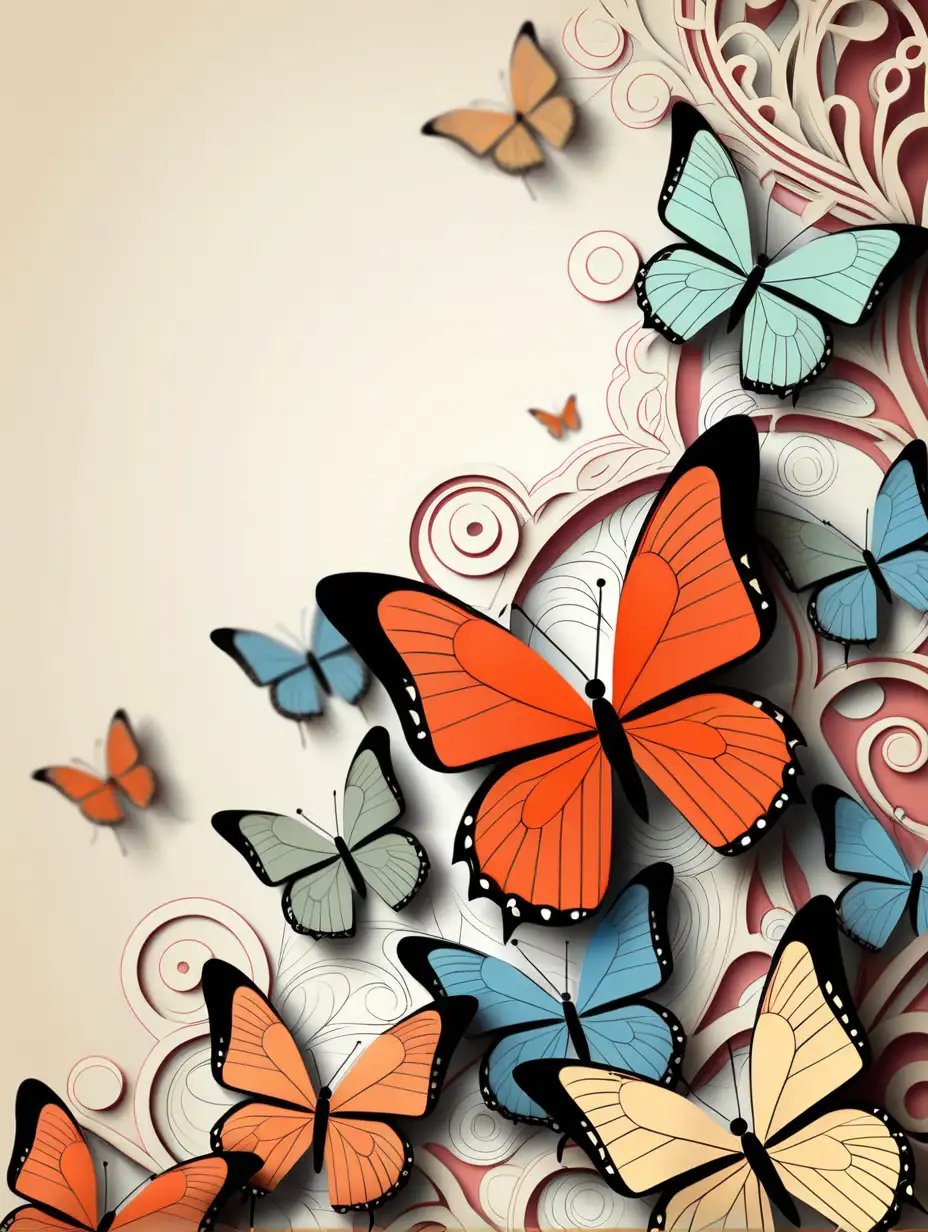 Vibrant Butterflies Amidst an Intricate Background