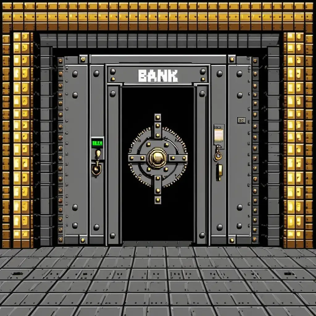 Vintage 8Bit Bank Vault Door Illustration