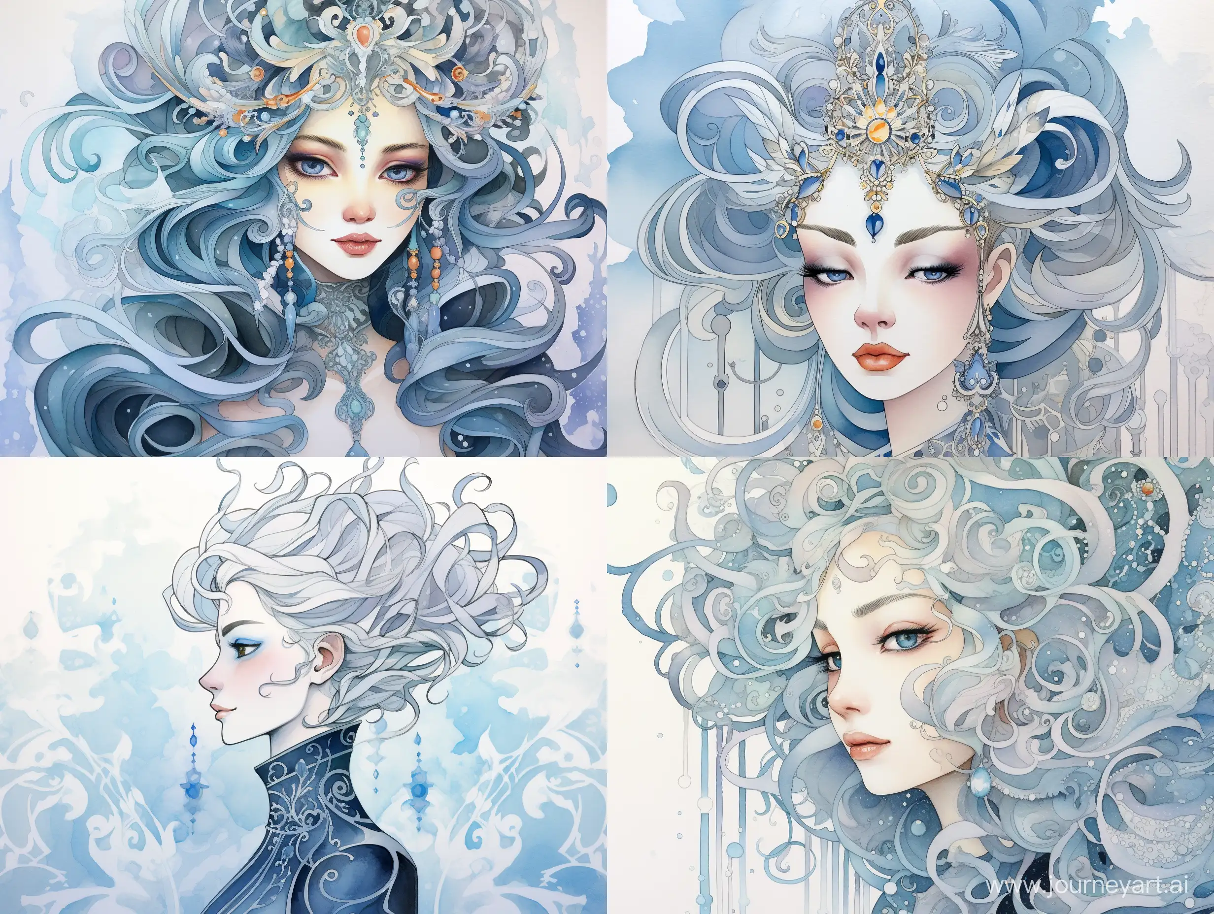 Stylized-Caricature-of-Snow-Queen-by-Victor-Ngai-Decorative-Watercolor-Art