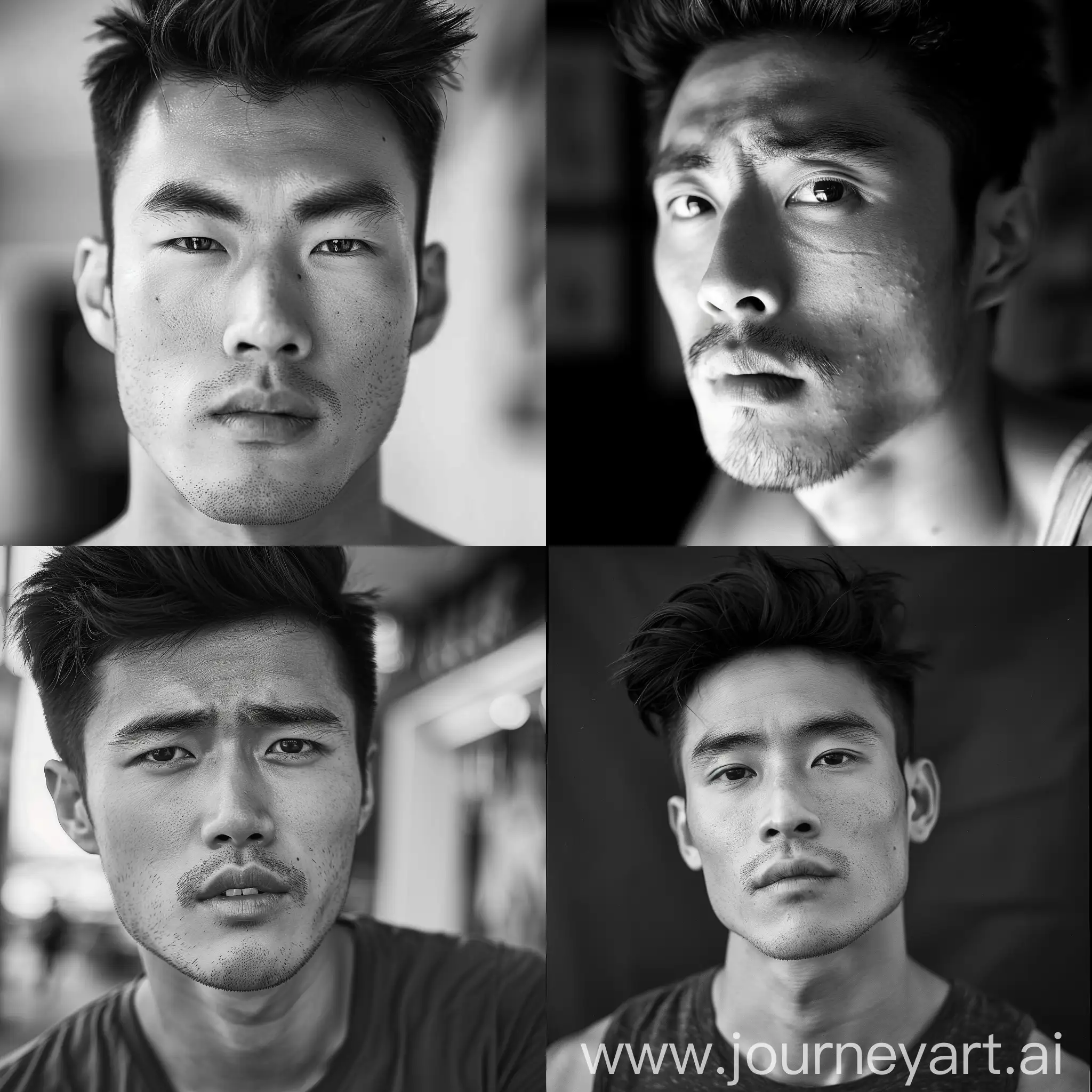 A man look Asian, hansome lookunder 33Image black and white 1:1