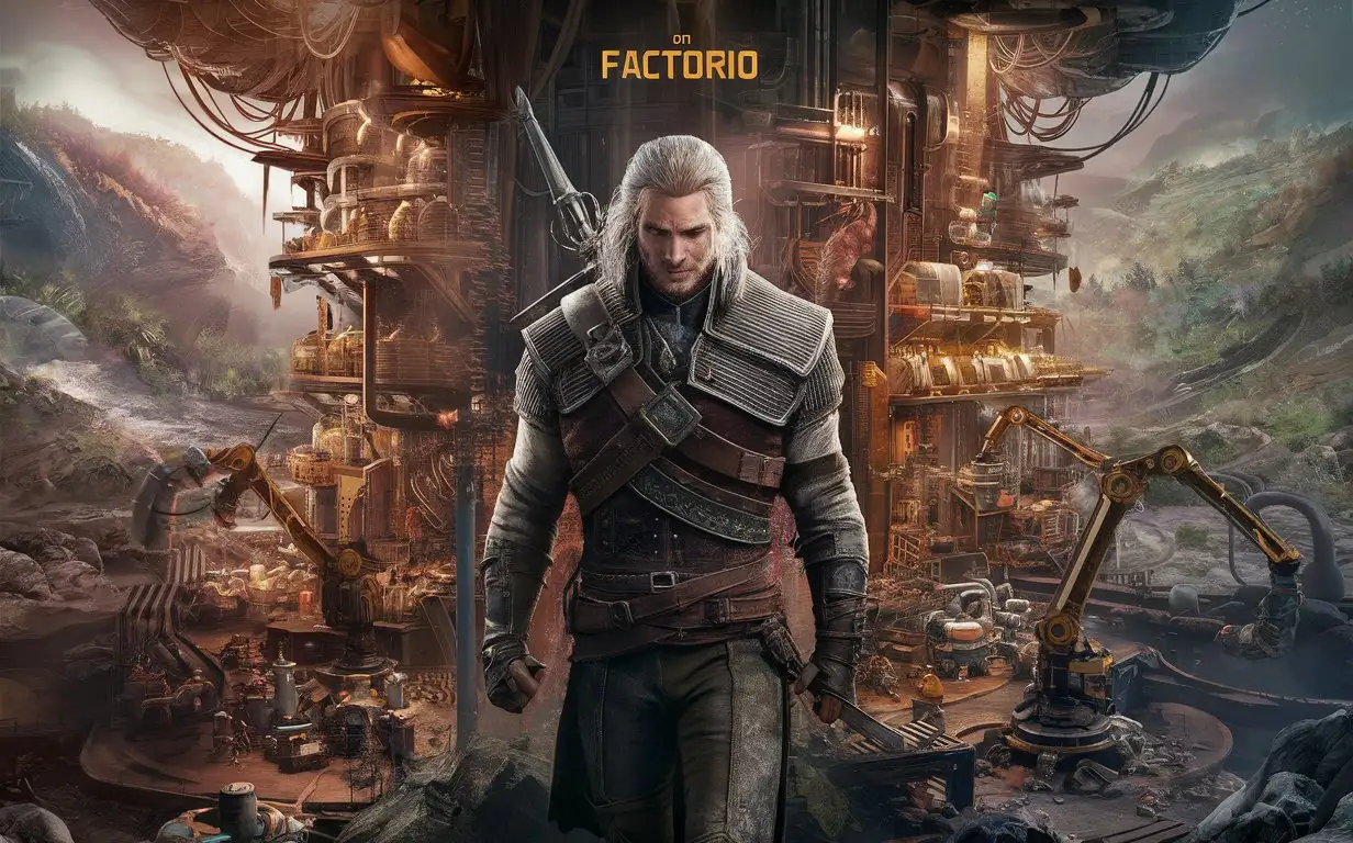 Geralt ended up on a planet with wild fauna and builds his factory and develops it in the game Factorio