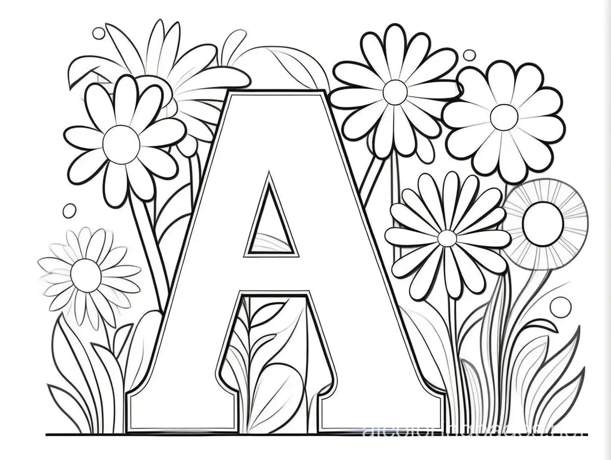 letters , Coloring Page, black and white, line art, white background, Simplicity, Ample White Space. The background of the coloring page is plain white to make it easy for young children to color within the lines. The outlines of all the subjects are easy to distinguish, making it simple for kids to color without too much difficulty