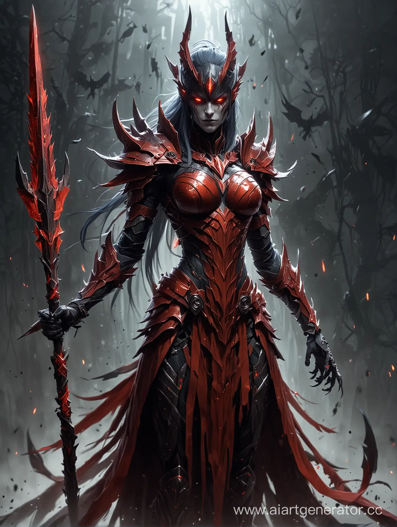 Malevolent-Spirit-in-Crimson-Armor-with-Battle-Spear