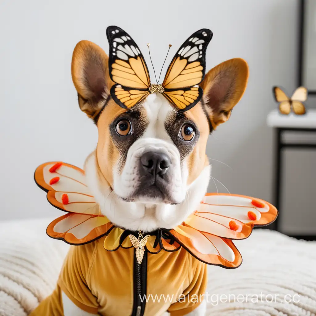 Dog-in-Costume-with-Butterfly-on-Nose