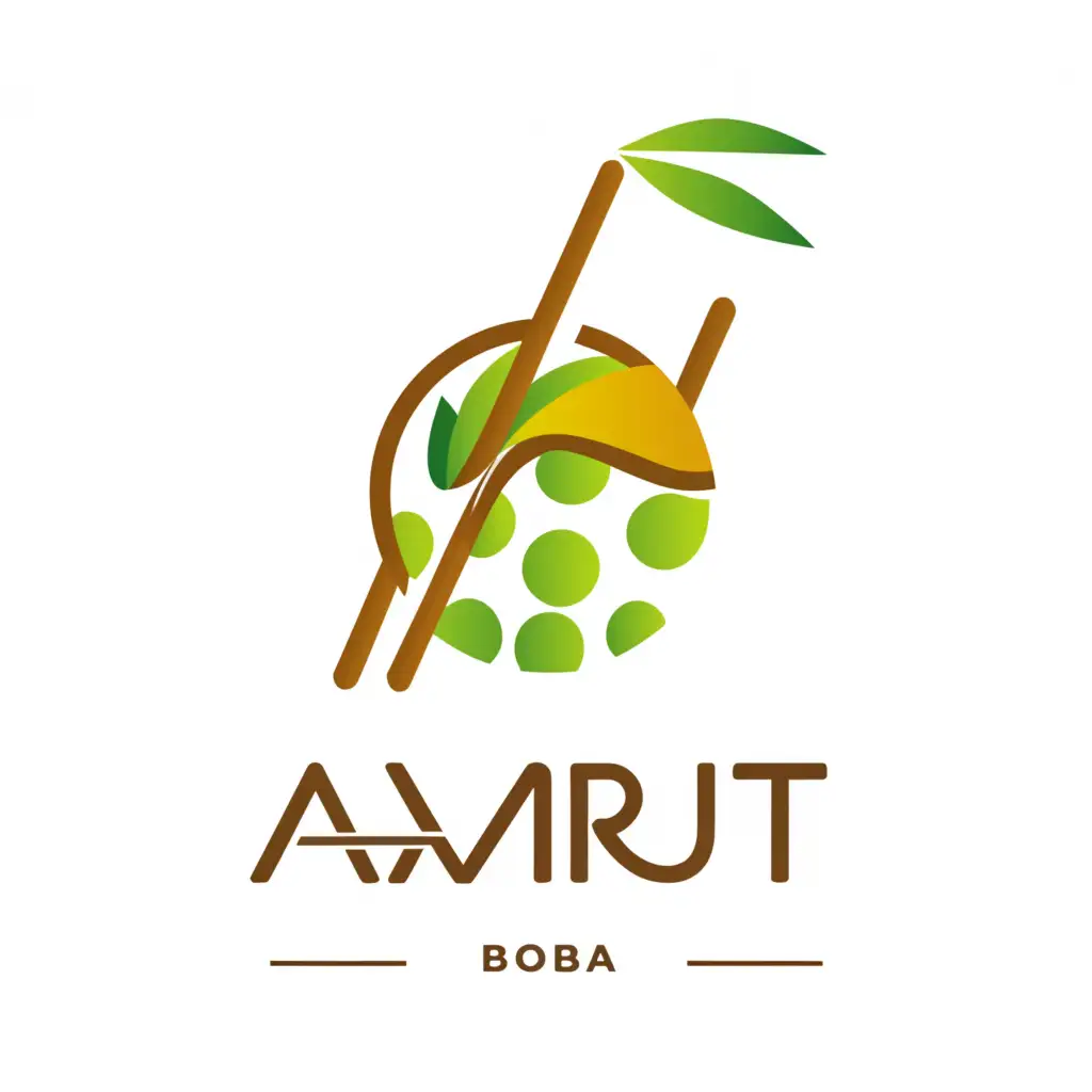 a logo design,with the text "AMRUT", main symbol:Sugar Cane Boba,Moderate,be used in Restaurant industry,clear background