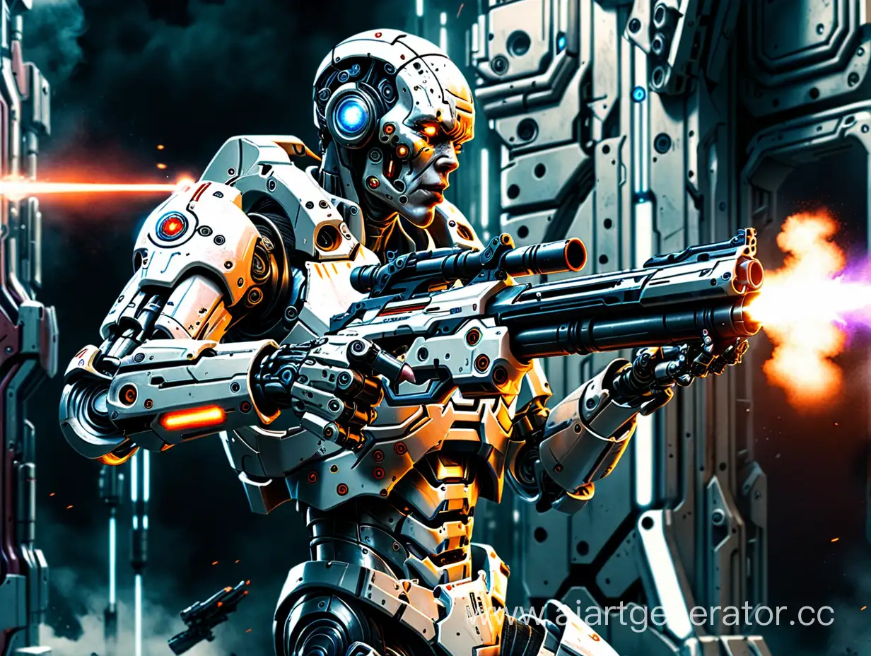 Cyborg-Shooting-from-Blaster-in-Futuristic-Battle-Scene