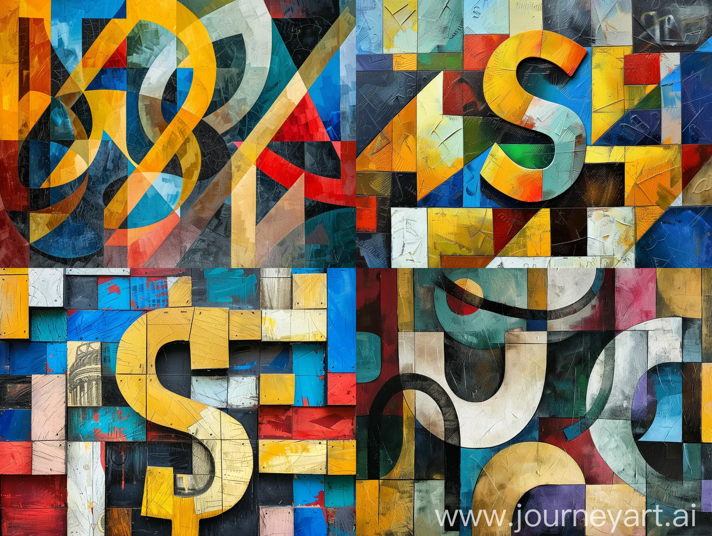 cubism abstract image with economic symbol
