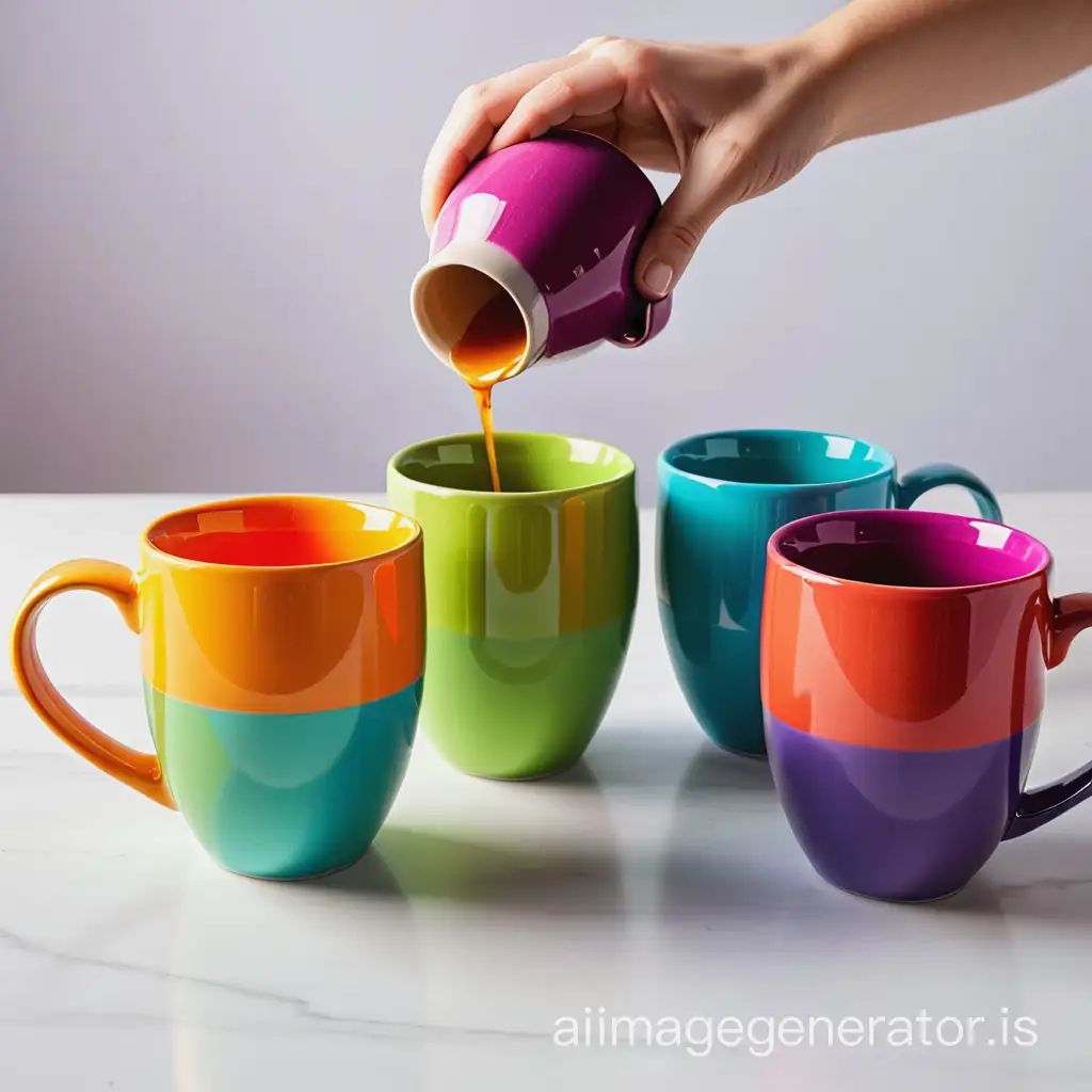 make a colorful mugs detailed picture