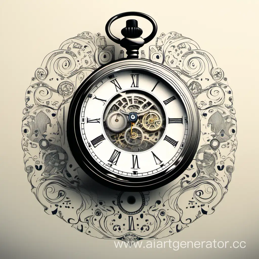 нарисуй красивые карманные часы в современном дизайне

