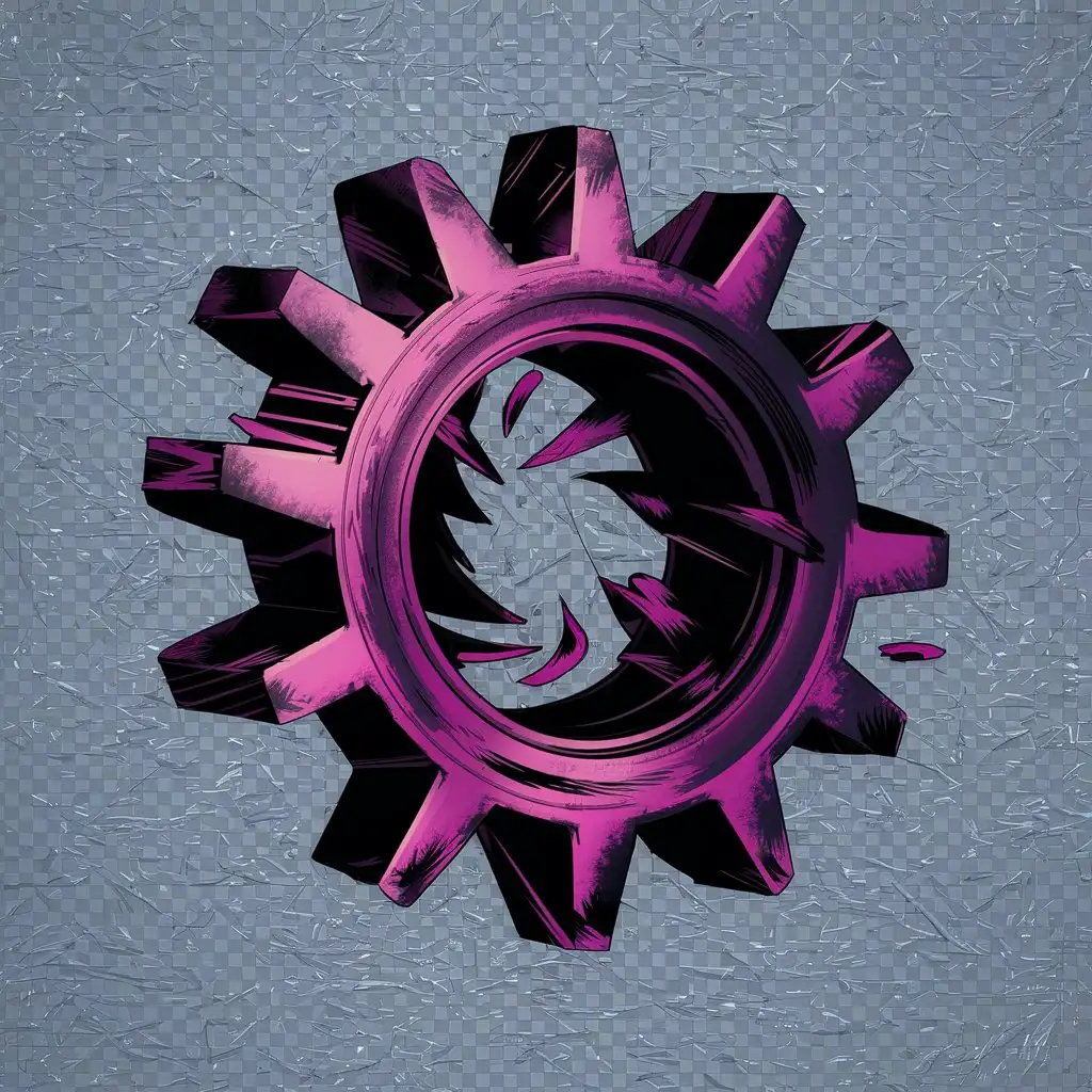 3d gear wheel, horror style icone, on transparent background