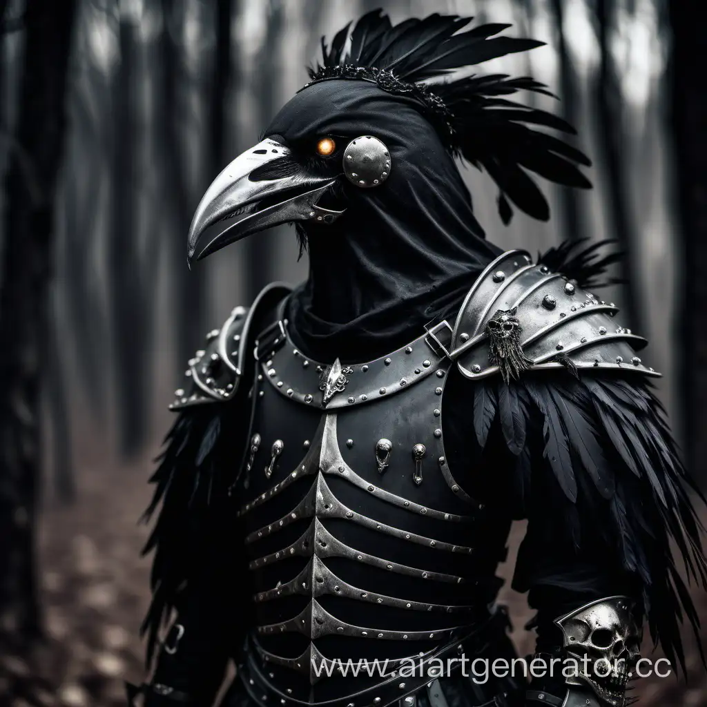 Undead in black armor with helmet and crow feathers