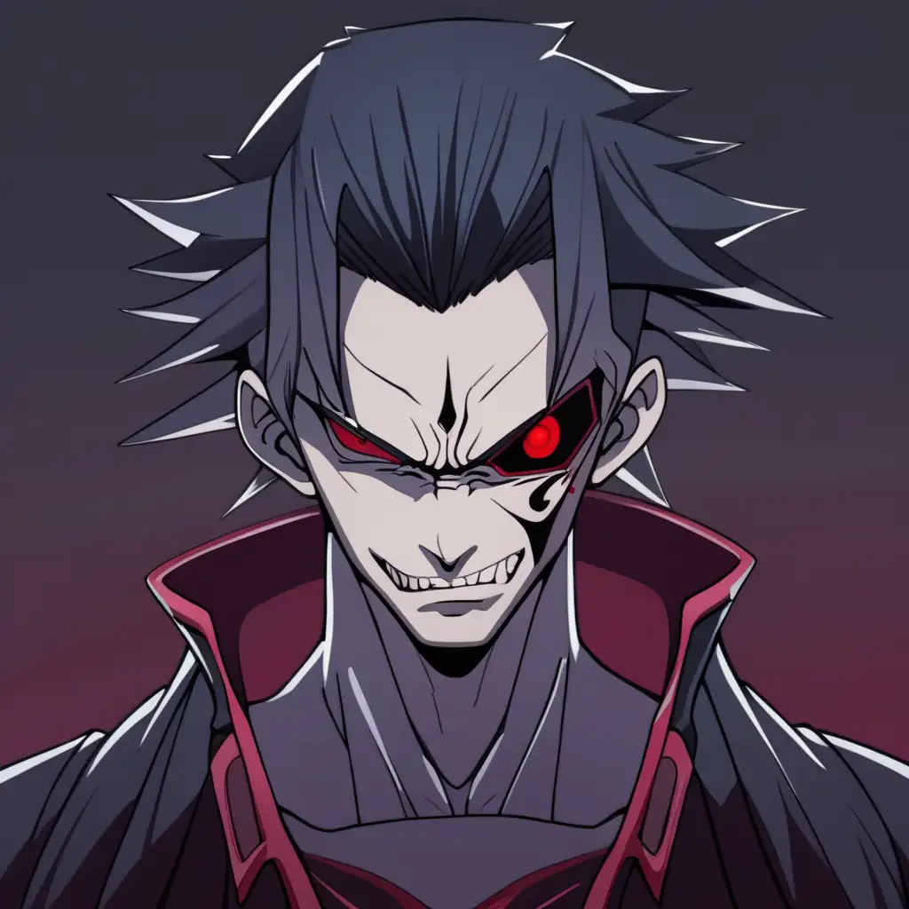Sinister Anime Villain in Dark Confrontation