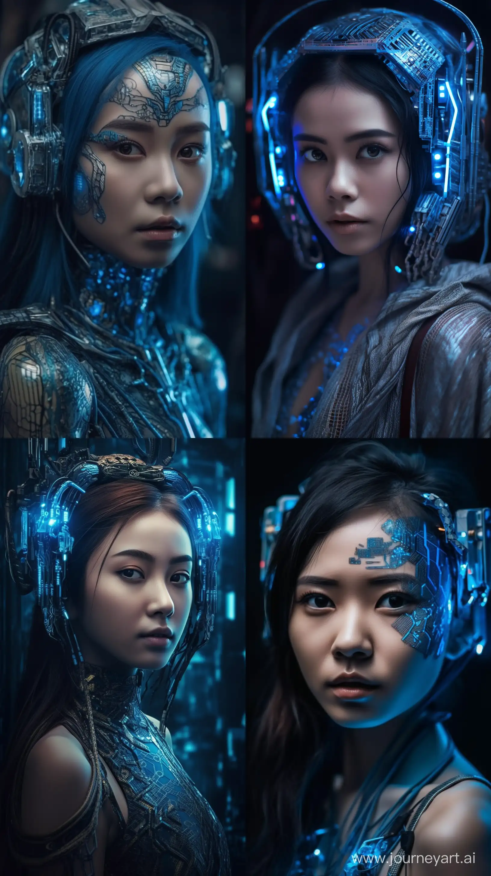Futuristic-Indonesian-Cyborg-Girl-with-Blue-Circuit-Aesthetics