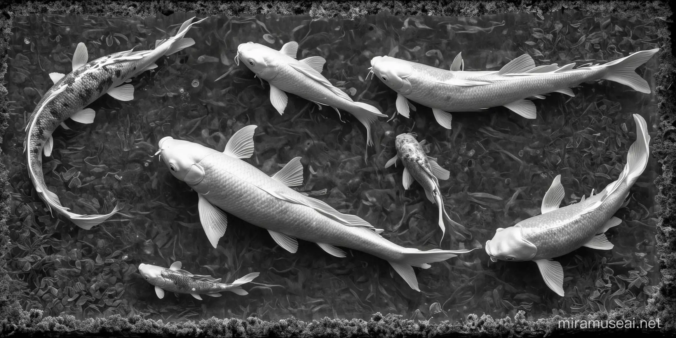 Monochrome Depthmap of Majestic Koi Fish