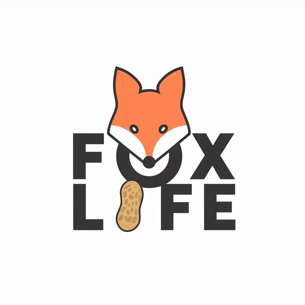 logo, Fox  peanut, with the text "Fox life", typography, be used in Animals Pets industry