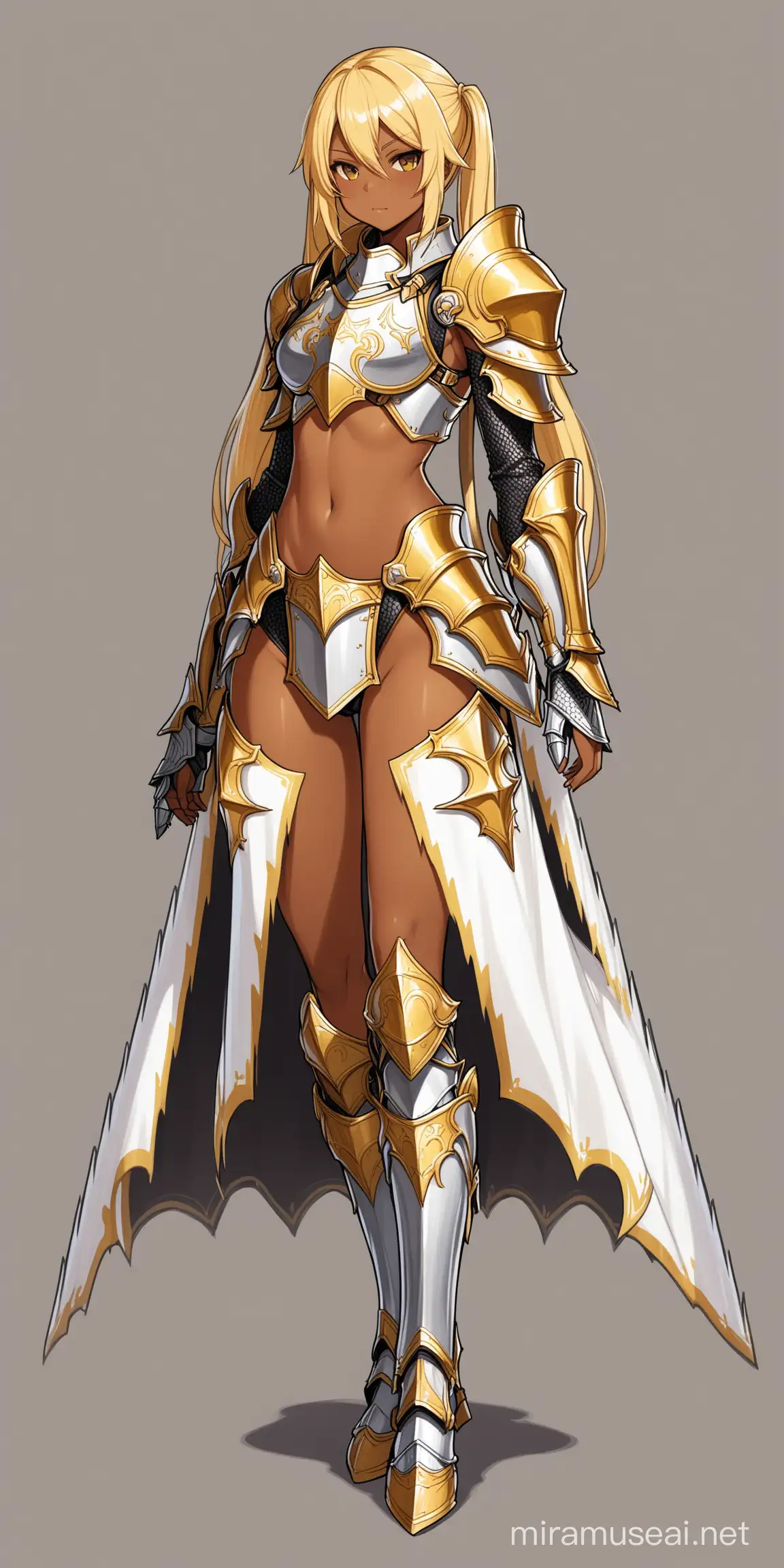 DarkSkinned Female Paladin with Blonde Twin Tails in Sexy Armor