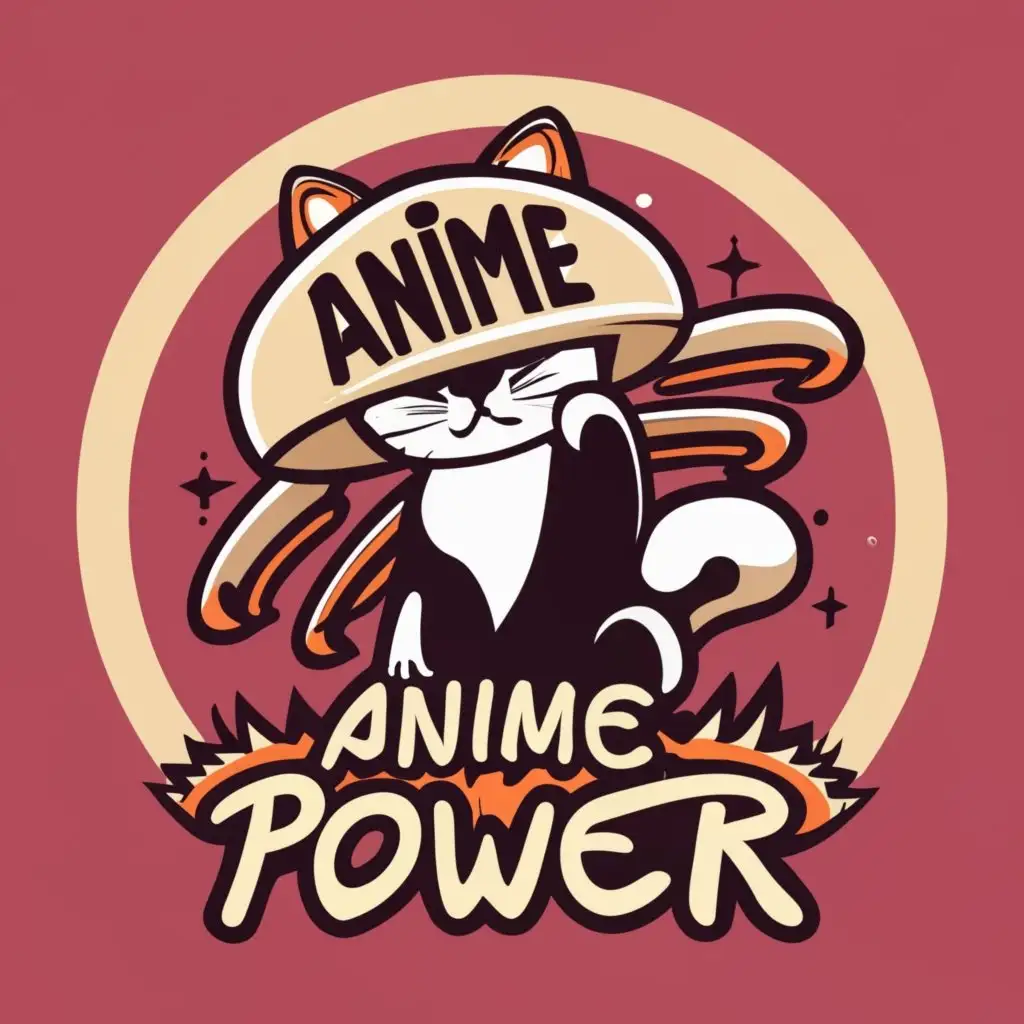 logo, cat Japanese in Japanese hat, with the text "anime power", typography, be used in Retail industry