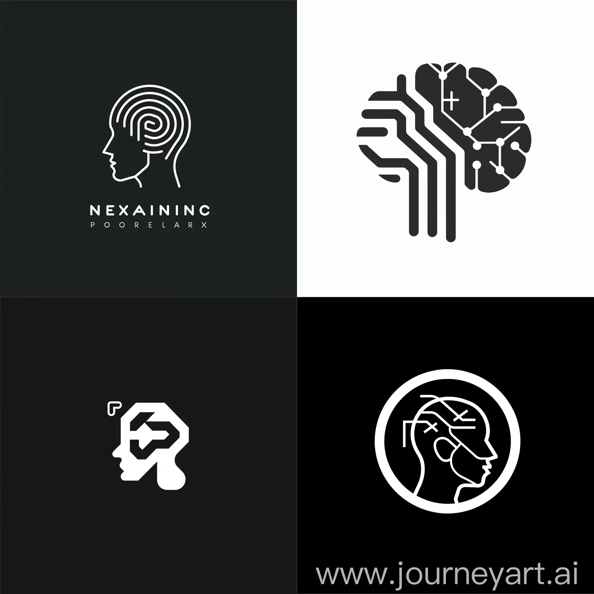 logo for AI crm platform minimalistic black and white similar to neauralink logo