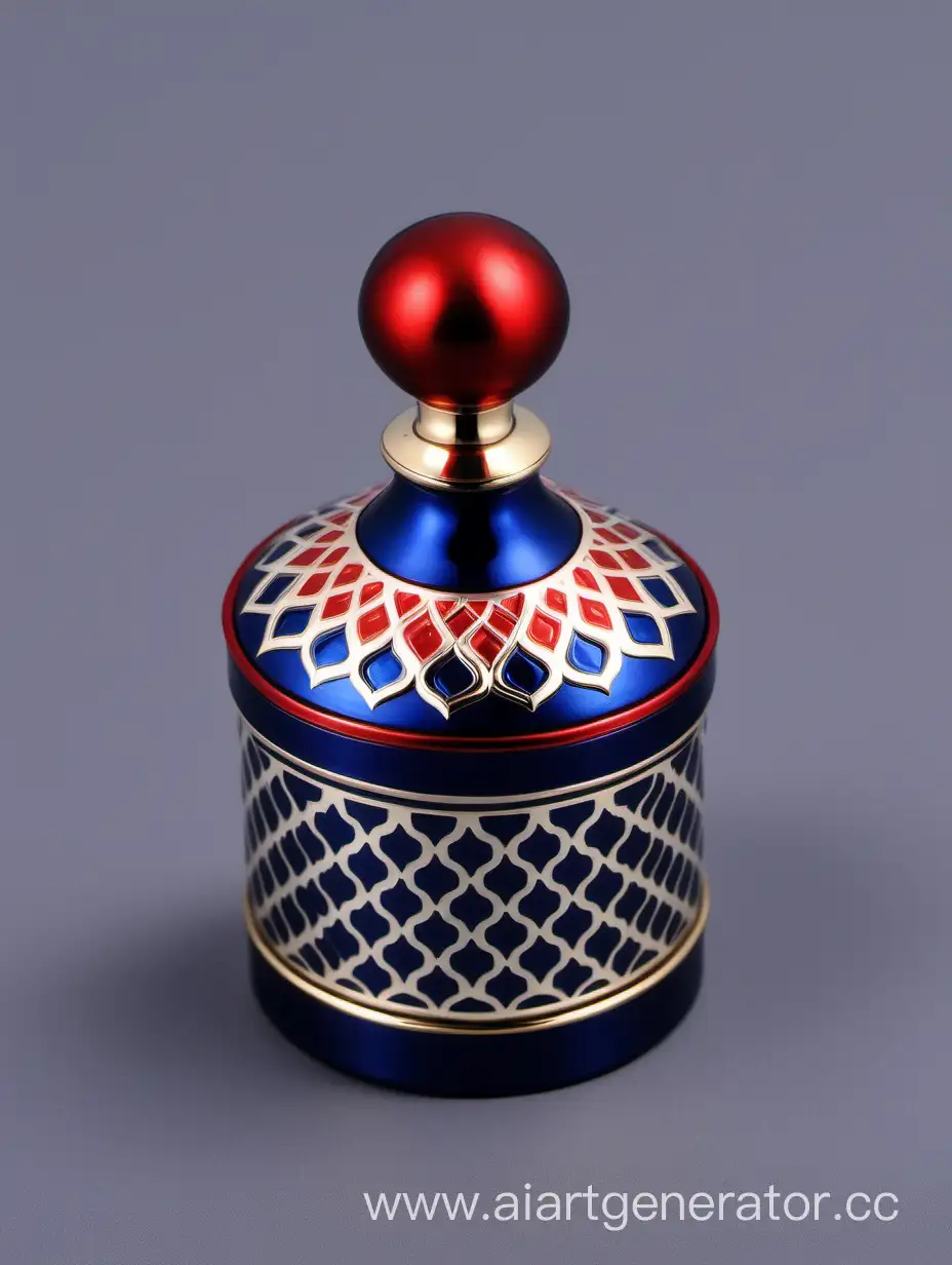 Elegant-Zamac-Perfume-Bottle-Cap-in-Shiny-Dark-Blue-with-Ornate-Arabesque-Pattern