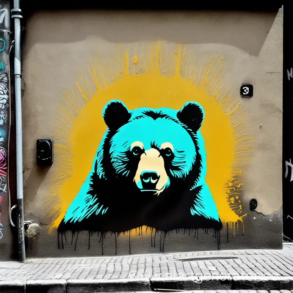 street art stencil 3 colors bear