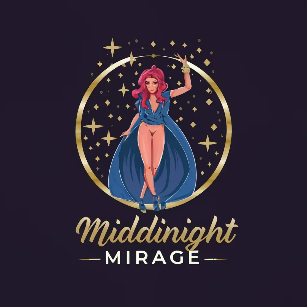 a logo design,with the text "Midnight Mirage", main symbol:young lady,Moderate,be used in Entertainment industry,clear background
